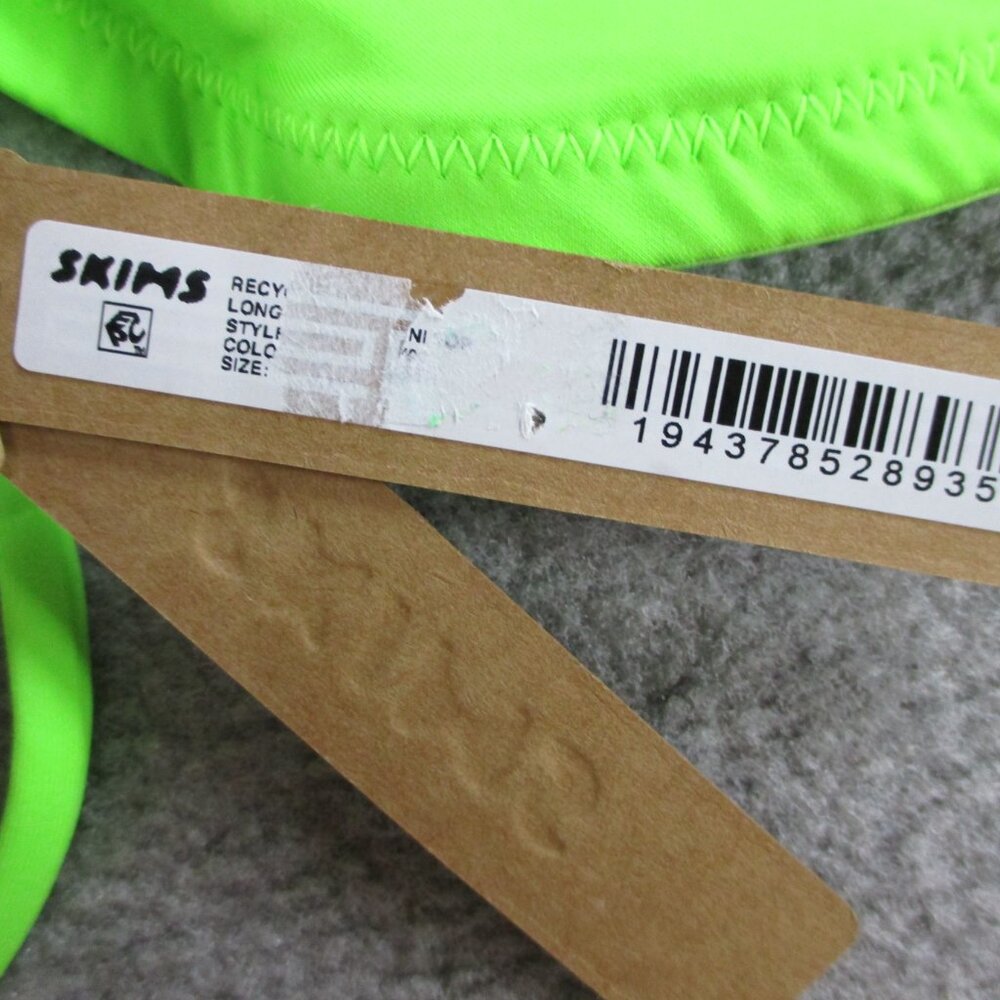 SKIMS Recycled Swim Long Sleeve Bikini Top Womens Medium Bright Neon Green Beach - Picture 5 of 6